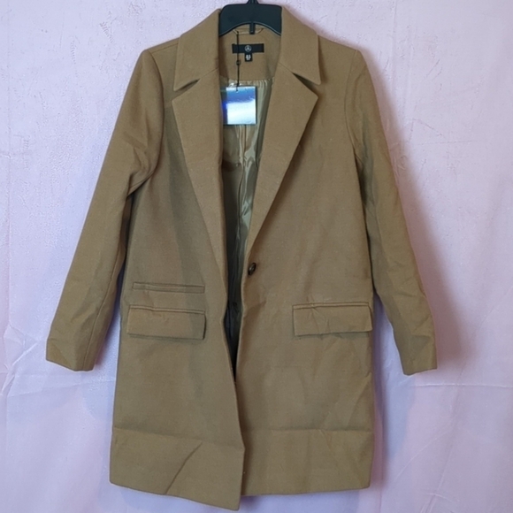 Missguided Button Front Slim Camel Coat with Pockets size 6 - Picture 5 of 8